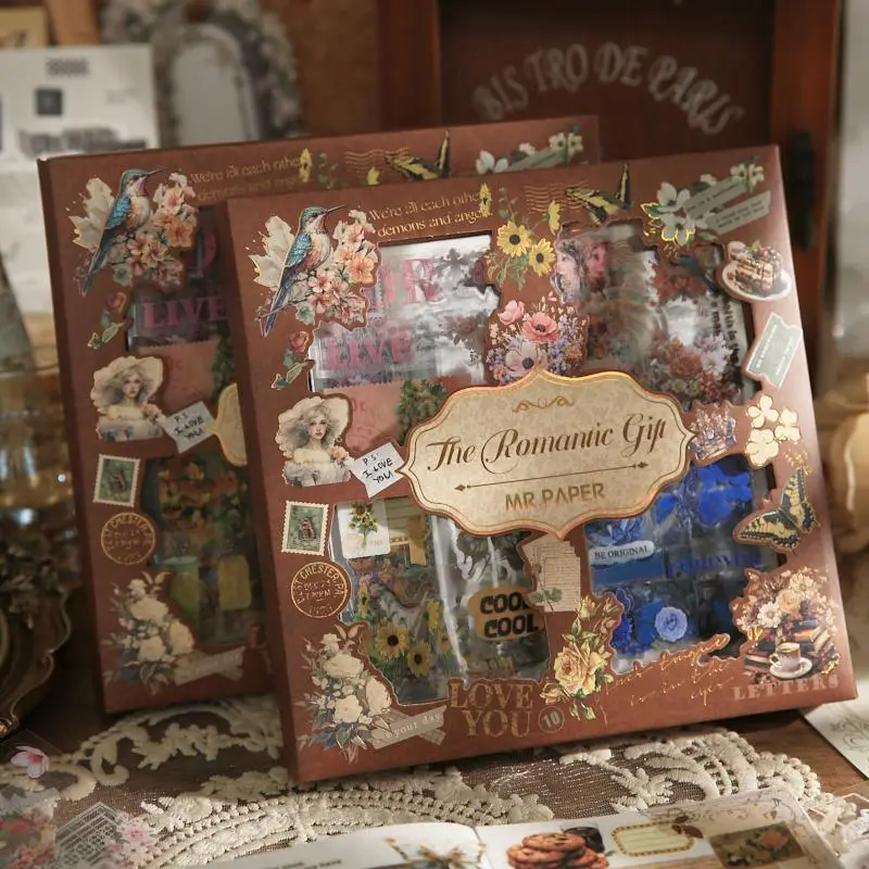 Vintage Floral Pattern Sticker (100 Sheets/Box), Scrapbooking & Journal Making Material Paper, Summer Gifts DIY Decorative Sticker For Stationery Comp