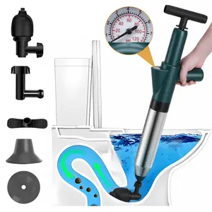 Manual High-Pressure Toilet & Sink Plunger, Powerful Drain Blaster with Stainless Steel Snake, Easy Clog Remover for Bathroom & Kitchen, No Power Needed