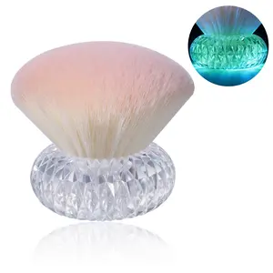 1PCS Multi-Functional Makeup Brush, Rhombus Transparent Glow Base, Elegant Compact Design,Mushroom Head/nail Dust Brush, Suitable for Blush Loose Powder, Face Makeup Brush, Multitasker Brush