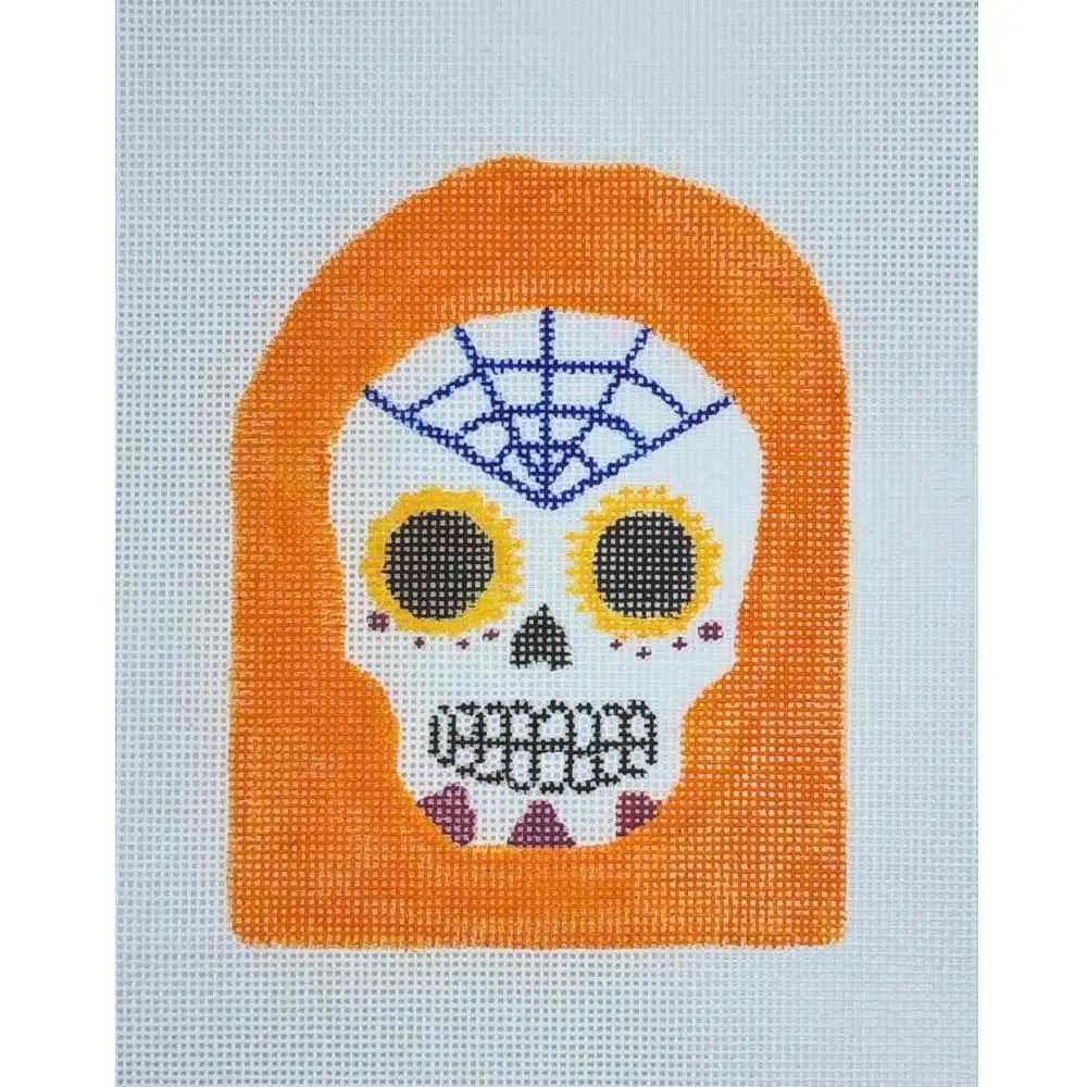 Halloween Hand-Painted Sugar Skull Tapestry with Spider Webs, Home Decor Wall Hanging for Living Room