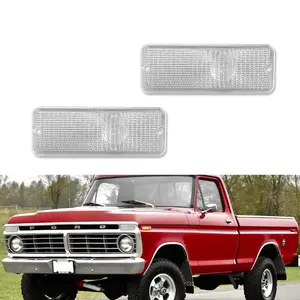 2pcs Clear Front Parking / Turn Signal lamps Light Lenses For 1974 1975 1976 1977 Ford F-100 F100,Replace OEM 906-55-22-04