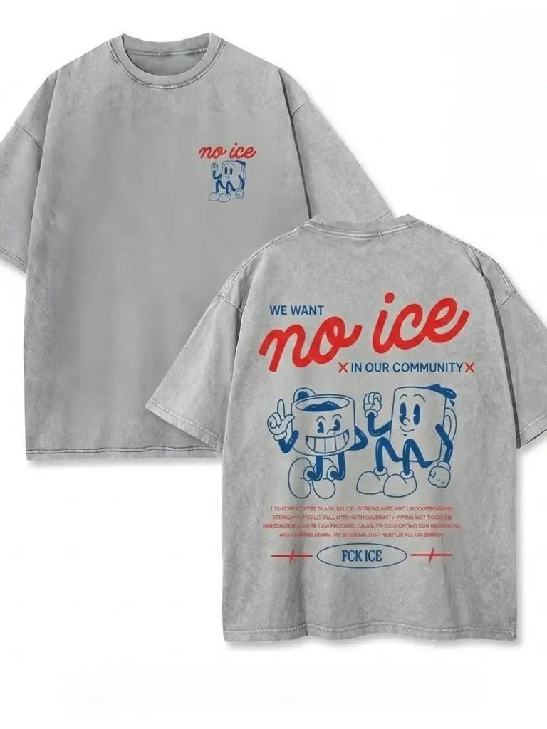 Menswear "No Person is Illegal" Graphic T-Shirt, Vintage Washed Cotton Short-Sleeve Top with an Oversized Unisex Fit for Retro Streetwear Fashion, Shortsleeve, Fabric