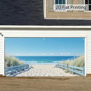 2D Flat, 2D Flat - 2D Door Banner 2D Flat, 2D Flat - 2D Door Banner 1pc 2D Flat-Printed Beach Pathway Ocean Scene Banner for Garage Doors, Decorative And Chic, Perfect for Improving Outdoor