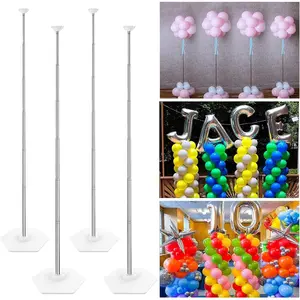 Telescopic Balloon Column Stand, Set of 4, 80 Inch Stainless Balloon Holder, Table Balloon Centerpieces, and Balloon Stand for 2-in-1 Kit