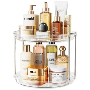 360 Rotating Makeup Organizer for Vanity, 2 Tier Lazy Susan Large Capacity Skincare Organizers, Bathroom Counter Organizer, Spinning Perfume Organizer & Vanity Organizer