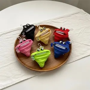 Funny Large Mouth Coin Purse Creative Keychain Earphone Bag, Cute Cartoon Mini Fun Hanging Design Storage Bag, Detachable Rope Adjustable, Wallet Coin Purse