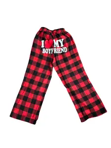 ️Red and Black Pajama Pants - "I love my boyfriend" - Soft and Cozy Pajama Pants girly night
