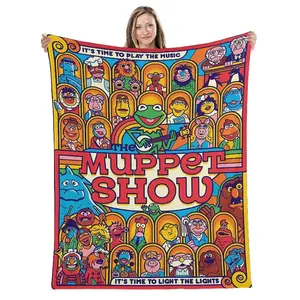 The Muppet Show Themed Queen-Size Flannel Blanket -Super Soft, Contemporary Style, Multi-Functionfor Couch and Bed, All-Season Use, Machine Washable,Ideal for Camping, Picnic, Travel