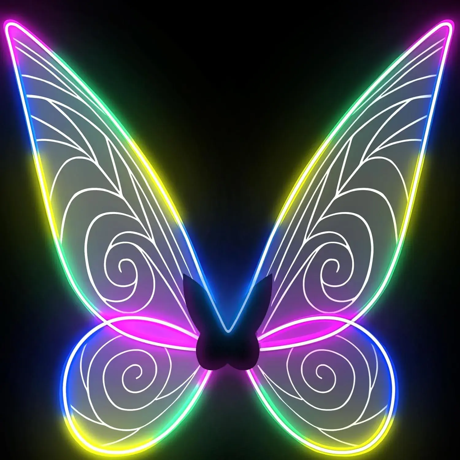 Electroluminescent Wire LED Fairy Wings for Adults, Costume for Parties, Halloween Dress-Up Accessory