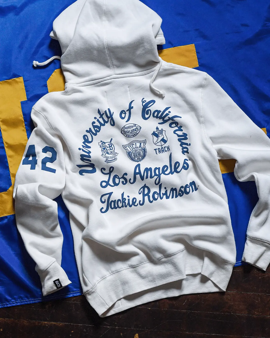 Men's Jackie Robinson 4-Sport Icon Baseball Tribute Pullover Hoodie - Casual Long Sleeve Graphic Sweatshirt, UCLA Tribute Top, Sweatshirts, Sports, Licensed, Not Sure, Loose, Standard, Zip Up Hoodie, Graphic Print, Jackie Tribute