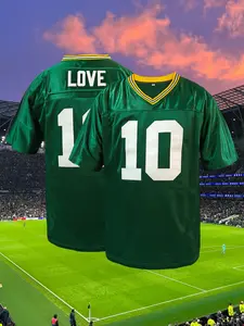 Men's Stitched Football Jersey  Loose Breathable Retro Mesh,Embroidered Rugby Jersey Green Bay #10 Perfect for Training and Competition,Casual Wear,Men's Clothing