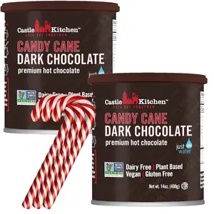 Castle Kitchen Candy Cane Christmas Hot Chocolate (2 Pack, 14oz Ea.) Winter Favorite, Festive Holiday-Ready Hot Cocoa Mix - Dairy Free, Vegan Hot Cocoa Mix - Just Add Water - No Artificial Sweeteners
