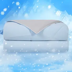Twin Cooling Comforter for Hot Sleepers & Night Sweats, Q-Max 0.4+ Soft Breathable Lightweight Summer Blanket with Moisture-Wicking,-, Blue, 60 x 90 Inches