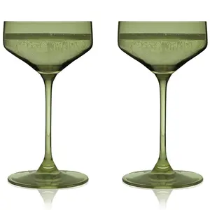 Reserve Nouveau Crystal Coupe Glasses in Sage Set of 2