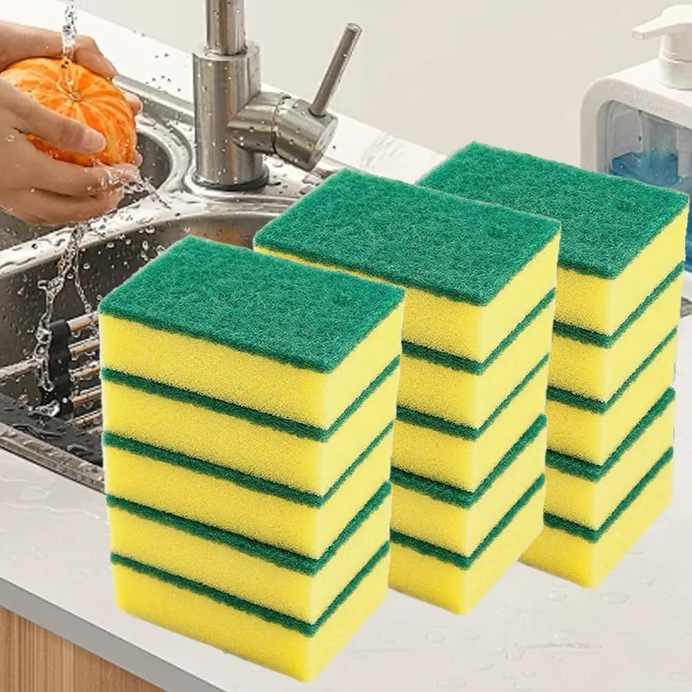 15 Pack Kitchen Cleaning Sponges, Dual-Sided Dish Scrubbing Sponges, Anti-Scratch Kitchen Cleaning Supplies for Dishes, Pots & Pans