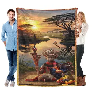 Elegua "Lucky Boy" Blanket | The Orisha Opener of Paths | Spiritual Living Room Decor & Good Luck Gift Blanket — A Wealth-Bringing Decor Gift for Friends
