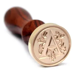 Medieval Traditional Initial Alphabet Wax Seal Stamp Brass Head Wooden Handle for Thanksgiving Card Envelope Gift Wrap Wedding Engagement Party Invitation Letter A