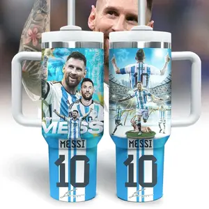 Number 10 Inspired 40oz Insulated Tumbler, Double Wall Stainless Steel Travel Mug, Leak Resistant Handle Cup Gift
