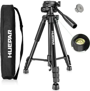 Huepar TPD14B Professional Laser Level Tripod 57-inch Adjustable Laser Level Stand, Suit for Heavy Duty Laser Levels, Point Lasers, Laser Distance Measures; 1/4" & 5/8" Thread Mount, Non-Slip Feet