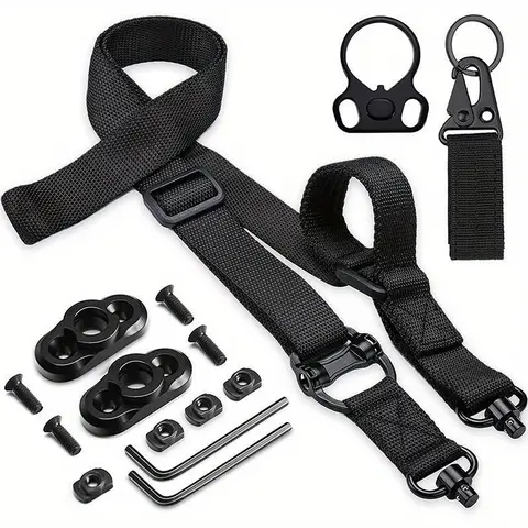 Adjustable 2-Point Webbing Sling with QD Sling Swivels, Quick-Adjust Thumb Loop, Durable Functional Gear Mount Straps for Climbing, Camping
