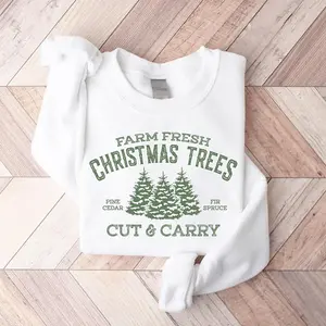 Farm Fresh Christmas Trees Sweatshirt, Vintage Holiday Crewneck, Pine Cedar Fir Spruce Tree Sweater, Rustic Christmas Sweatshirt, Cozy Winter Gift