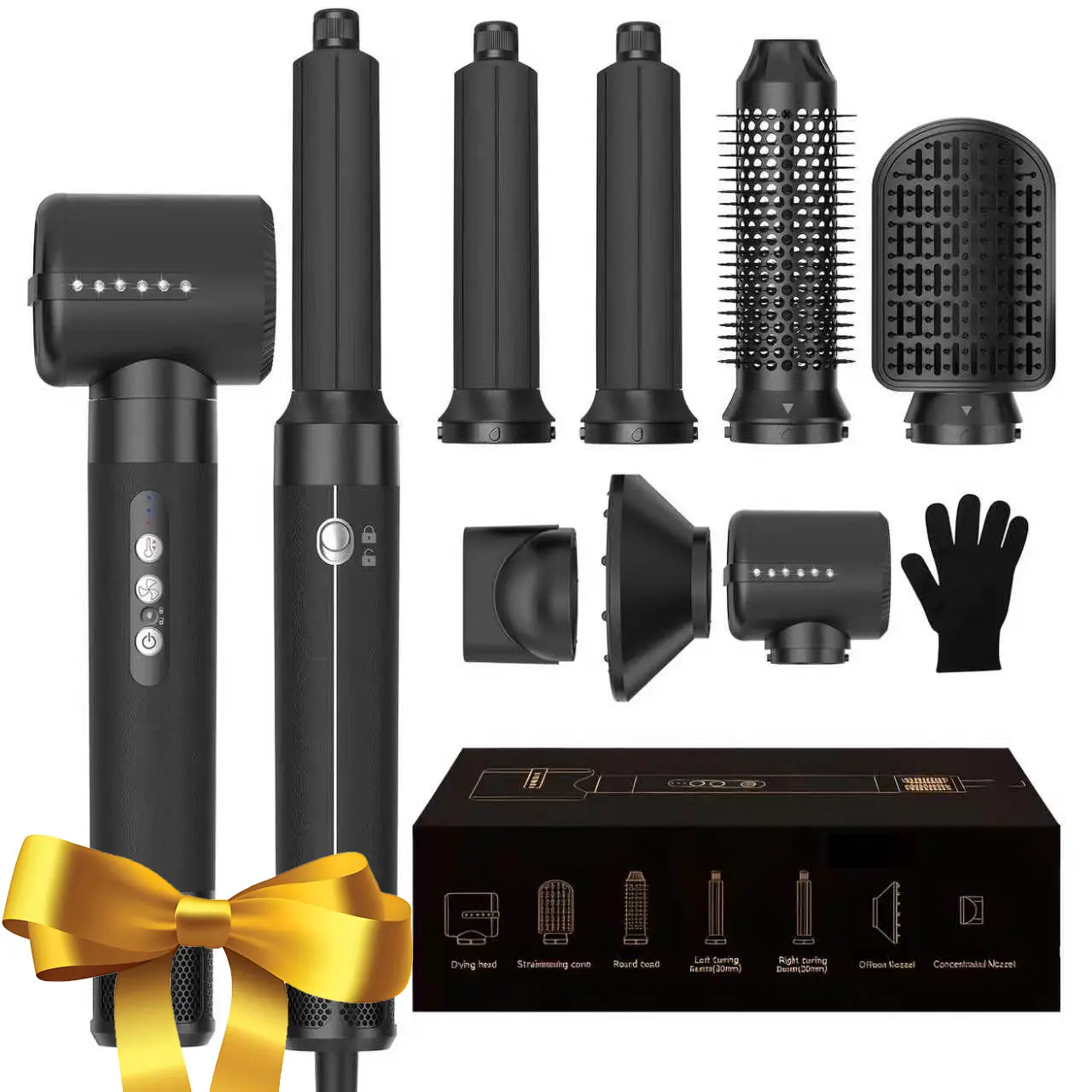 7-in-1 Hot Air Styling Comb, Powerful 110,000 RPM Blow Dryer Comb with Curler, Blow Dryer Comb with Diffuser, Negative Ion Hot Air Comb for Quick Drying, Volumizing,Straightening, Hair Styling Tool tiktokshopspringglowup Hairdryer Black, Hot Air Styler su