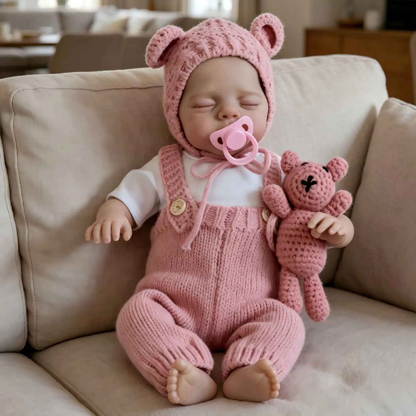 19 inch 48 cm Realistic Reborn Baby Doll Girl Soft Vinyl Cloth Body Sleeping Real Look Newborn Baby Doll Painted Hair Lifelike Toddler Baby Doll Toy for Ages 3+