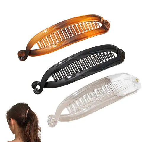 Set of 3 Leopard Print Banana Hair Clips, Classic Color Design, Perfect for Women & Girls, Ideal for Full Ponytail Hairstyles, Banana Clip Long Hair, Hair Clips for Styling, Fashion Hair Accessories, Hairclips