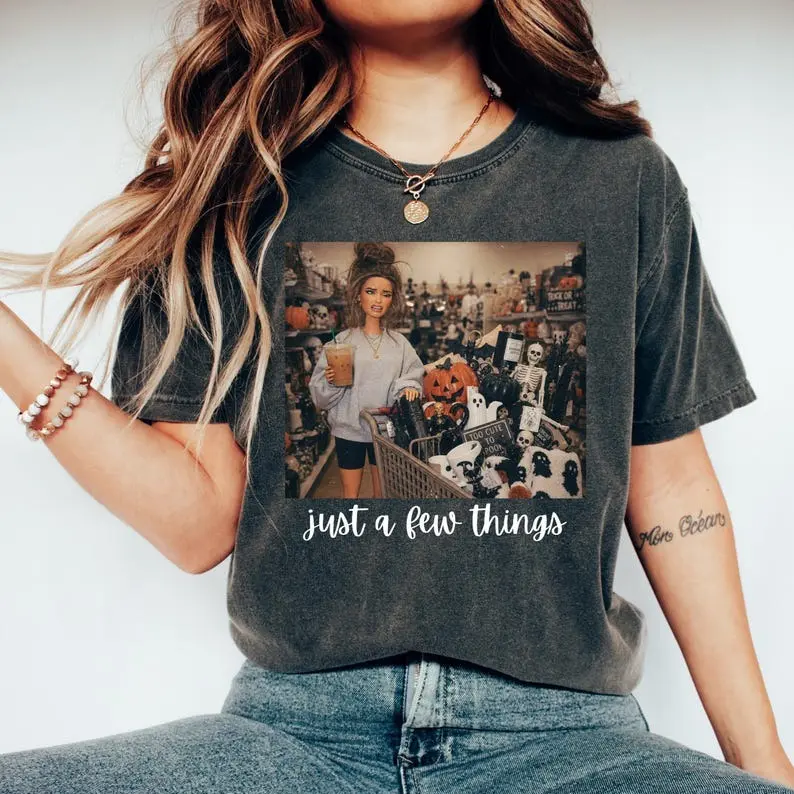 Halloween Thrifting Retro Doll Face Meme Design Tee, Trendy Halloween Lover Shirt