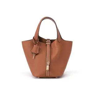 Women's Fashionable Plain Color Leather Bag, Casual Versatile Handbag with Lock Design, Trendy All-match Handbag for Daily Use, Purse
