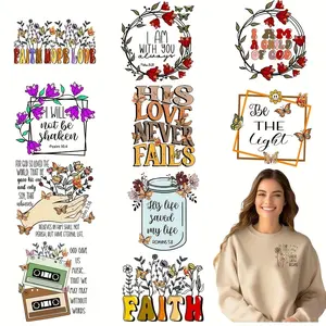 Bible Quotes Pattern DTF Transfer Sticker, DIY Transfer Sticker, Motivational Inspirational Quotes for DIY T-shirt, Hoodie, Sweatshirt