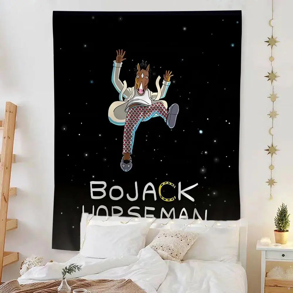 B-BoJack Funny H-Horsemans DIY Wall Tapestry Hanging Tarot Hippie Wall Rugs Dorm INS Home Decor 60X40 Colorful Decoration
