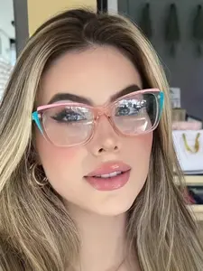 Unisex Cat Eye Retro Fashion Glasses, Trendy Casual Eyeglasses, Stylish Glasses, Colorblock Trend Design, Leopard Print, Suitable for Daily Wear, Office Commute, Christmas, Valentine's Day