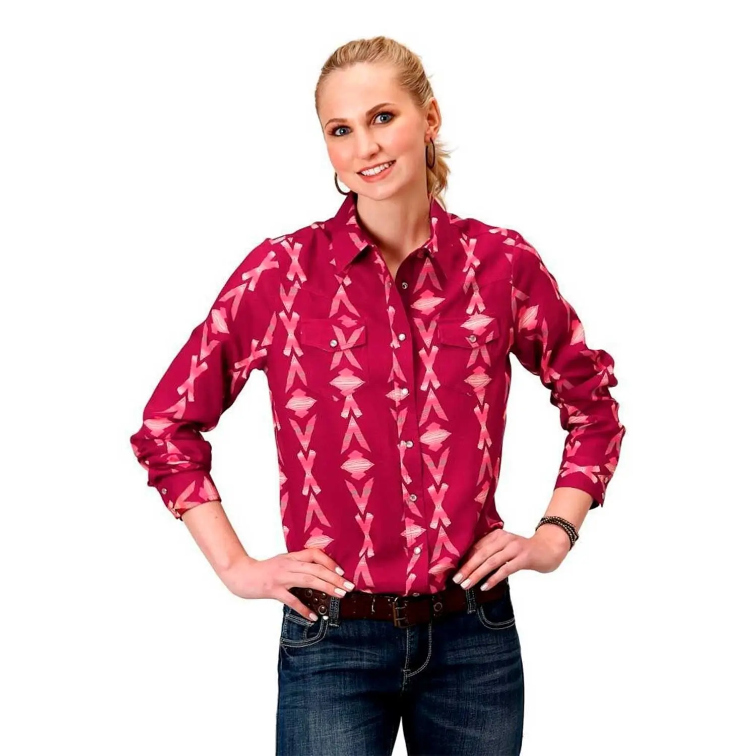 Roper Aztec Pink Shirt 6086