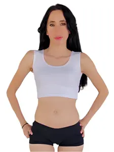 White Form-Fitting Crop Tank Top / Made in USA