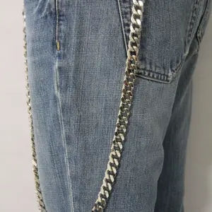 TFJ Men Silver Wallet Chain Jeans Keychain Thick Links Strong Heavy Biker Trucker Fashion Accessory