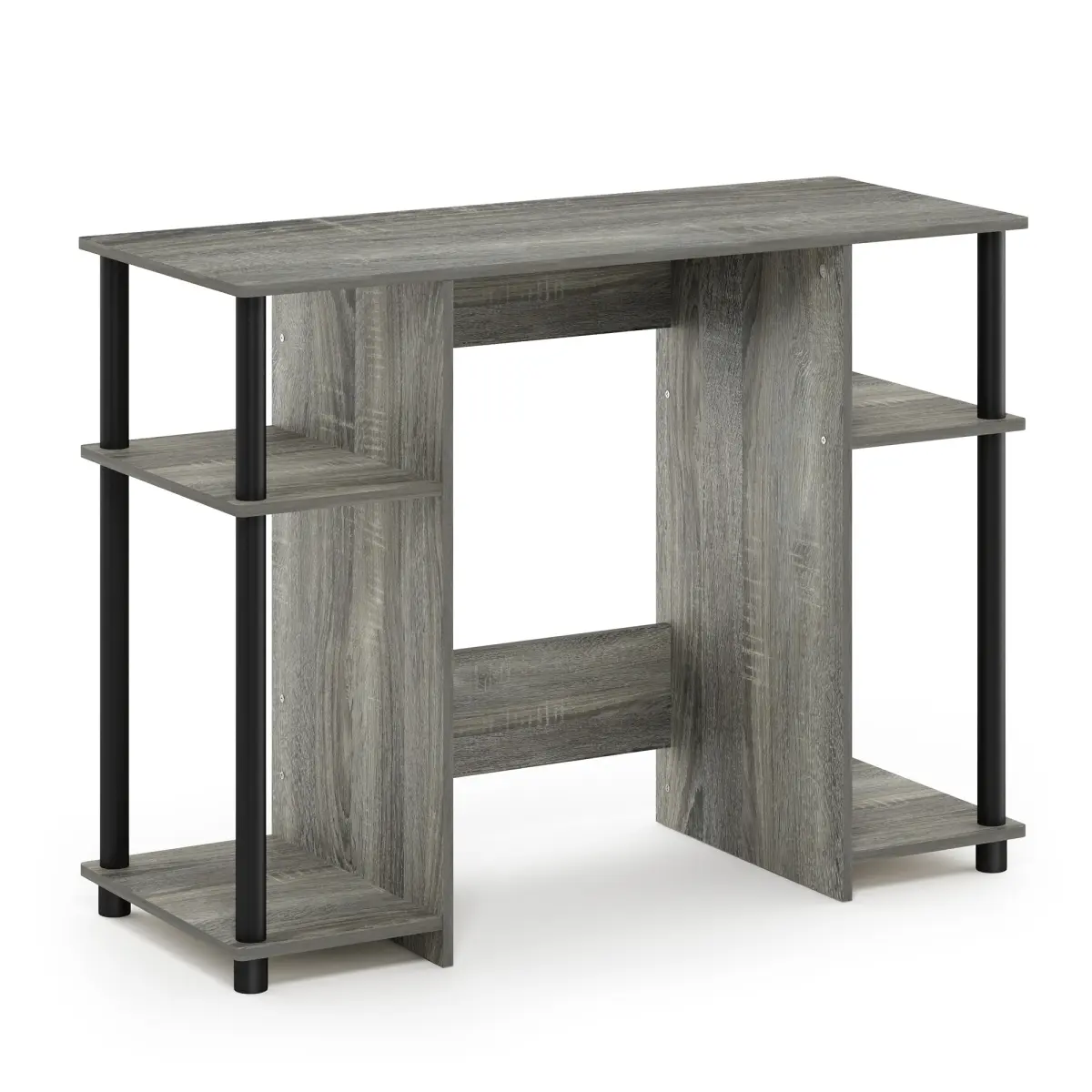 Furinno JAYA Durable Modern Wood Desk - Compact Recycled Composite Wood Office Desk with Wooden Desktop, Bookshelf Book Rack, Cabinet for WFH, Black Commercial Furniture, Study Table