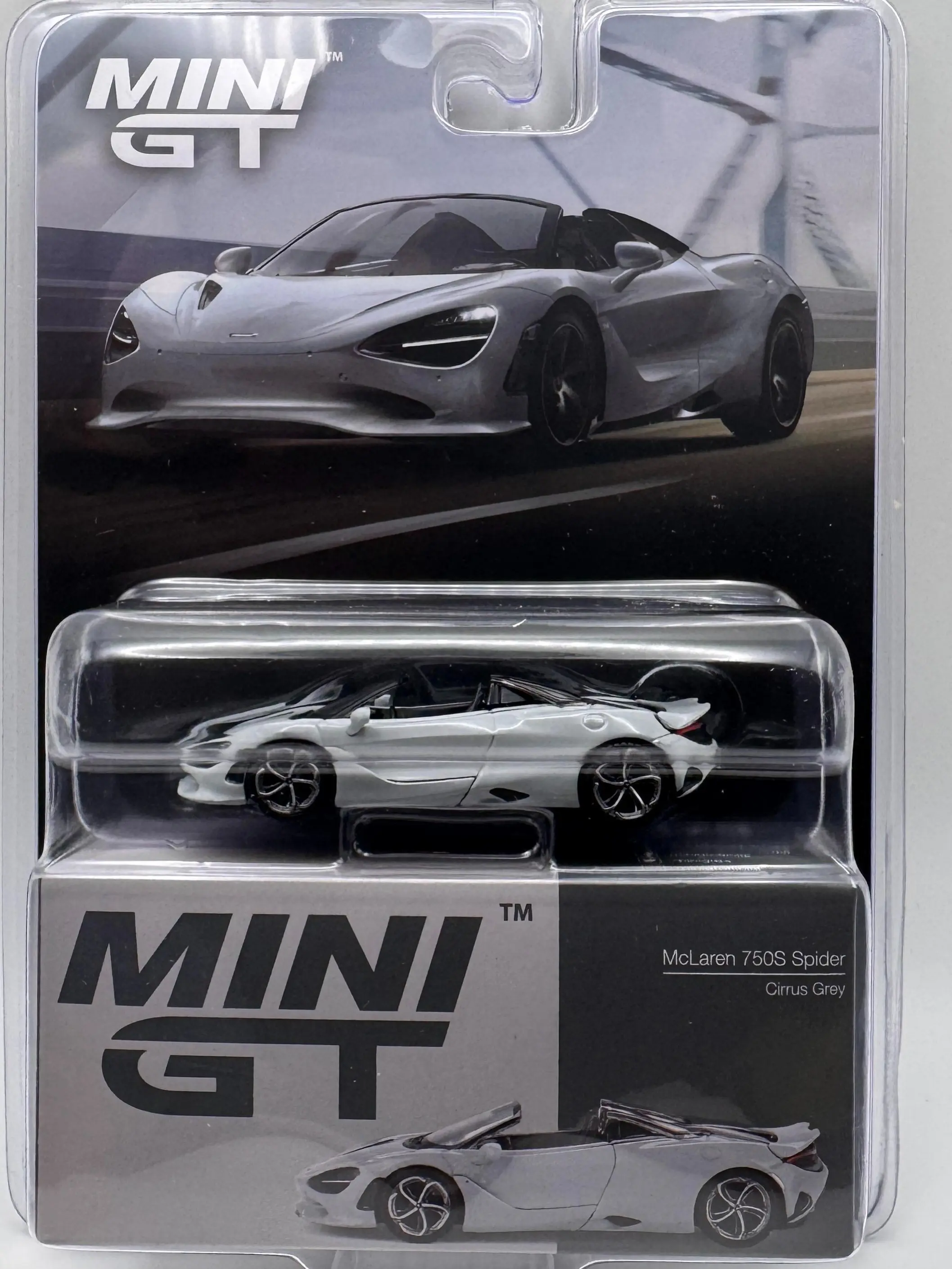 Mini GT McLaren 750S Spider - Cirrus Grey - #973 - 1:64 Scale Model Car