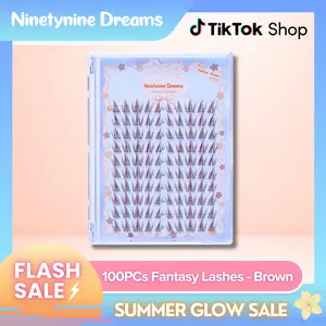 Ninetynine Dreams 100PCs Fantasy Lashes – Brown | Natural Daily Lightweight Ultra-Thin Band, 8-13mm Soft DIY Reusable Clusters — Waterproof Long-Lasting Anime Manhua Style Eyelashes, Beginner-Friendly Must-Have Makeup Cosmetics False Eyelashes
