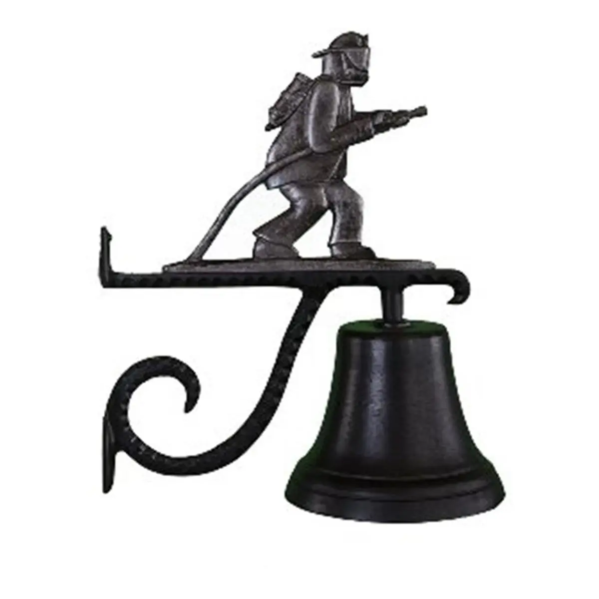 Hangable Satin-Detailed Aluminium Cast Bell, Swedish Iron Fireman Weathervane Decor for Home & Festive Decorations