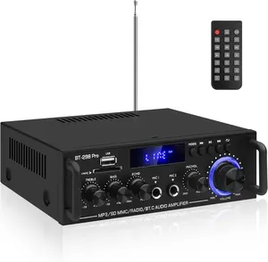 HiFi Stereo Audio Amplifier-BT-298Pro Bluetooth 5.0 Home Speakers Amplifier 50W X 2 Max. 600W Output Mini Digital Power Amplifier Receiver with Echo,MIC,USB, FM Radio