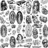 6 Sheets Large Oblong Chicano Temporary Tattoos for Men Women Adult