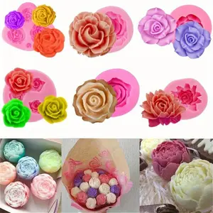 2pcs/6 Pcs Flower Mold - Peony/Rose shape Mold Flower Resin Casting  Making Silicone Mold for Candle Home Decorate Candle Making