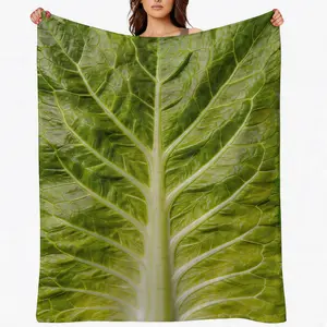 Funny Cabbage Leaf Blanket for Adults and Kids, Realistic Giant Green Vegetable Throw Blanket, Soft Flannel Lettuce Swaddle Blanket, Novelty Gag Gift for Foodies, Nature Lovers