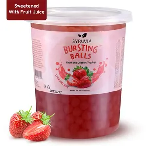 NEW 2026 !!! BREXONIC Strawberry Boba Pearls Popping Bursting Boba, Tapioca Pearls For Bubble Tea, No Artificail Colors (2 LB 1 Pack)