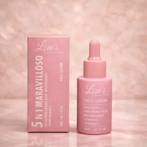 1581- Liza's Beauty Line 5 en 1 MARAVILLOSO Face Serum with Collagen Hyaluronic Acid Nicotinamide Vitamin C & E for Comprehensive Skincare 30ml