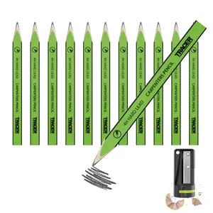 TRACER 4H Carpenters Pencils (Hard Lead) 12 Pack with Carpenters Pencil Sharpener. Carpenters Pencil x 12
