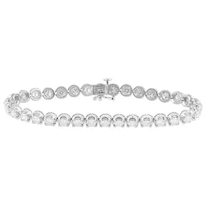 JTV White Lab-Grown Diamond H SI2 10K White Gold Tennis Bracelet 5.00ctw