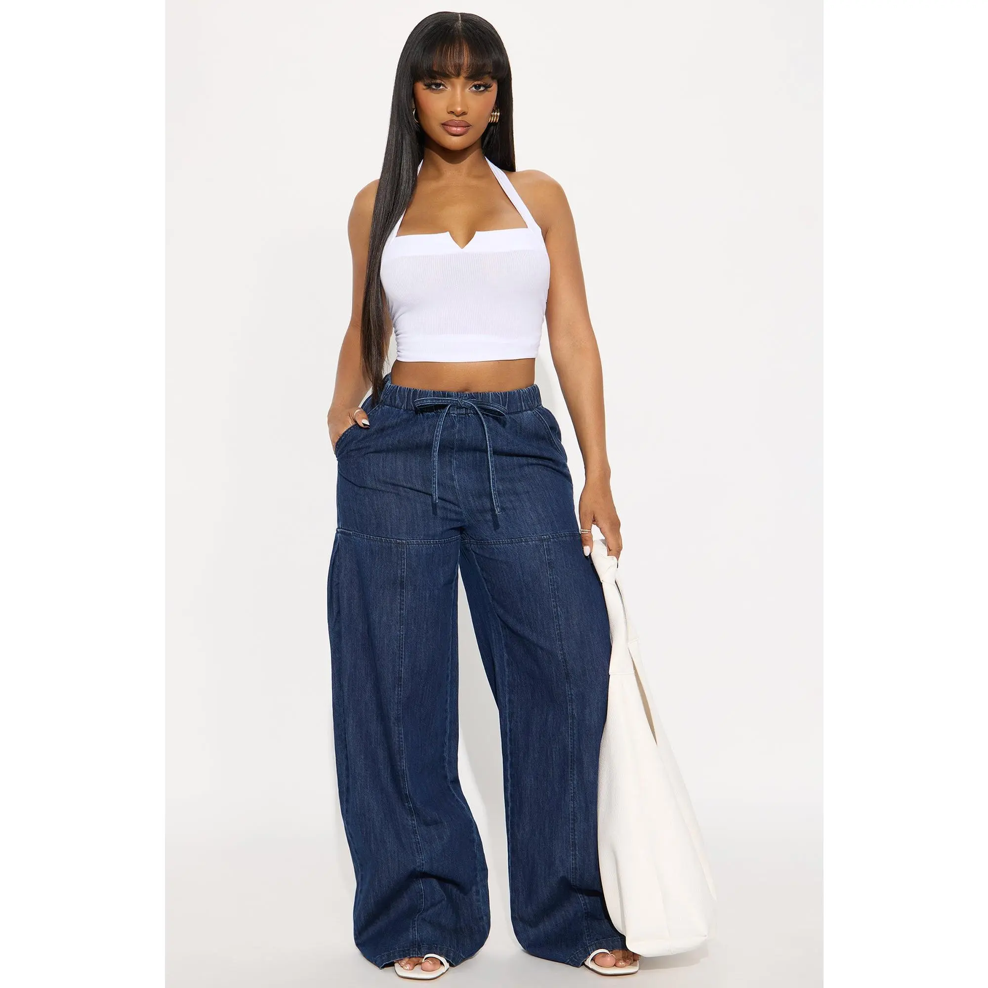 Brigantine Pull On Wide Leg Jeans - Dark Wash