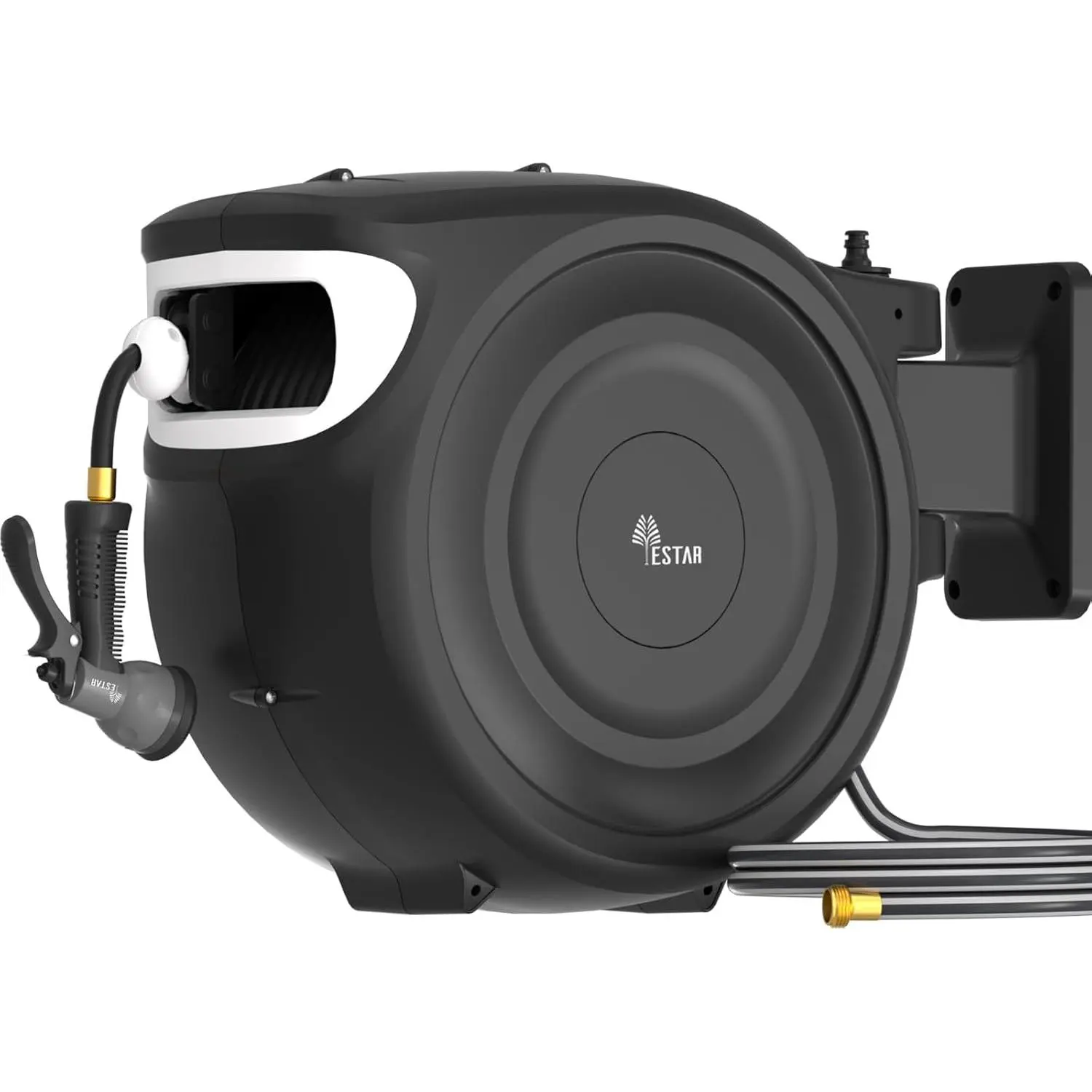Retractable Garden Hose Reel 1/2"x130 ft, Automatic Hose Reel with 7 Pattern Nozzle,Any Length Lock Wall Mounted &180 Deg Swivel